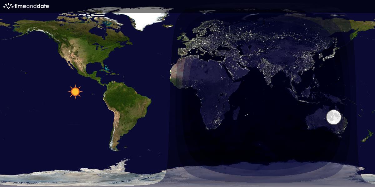 Verdenskart som viser dag og natt 