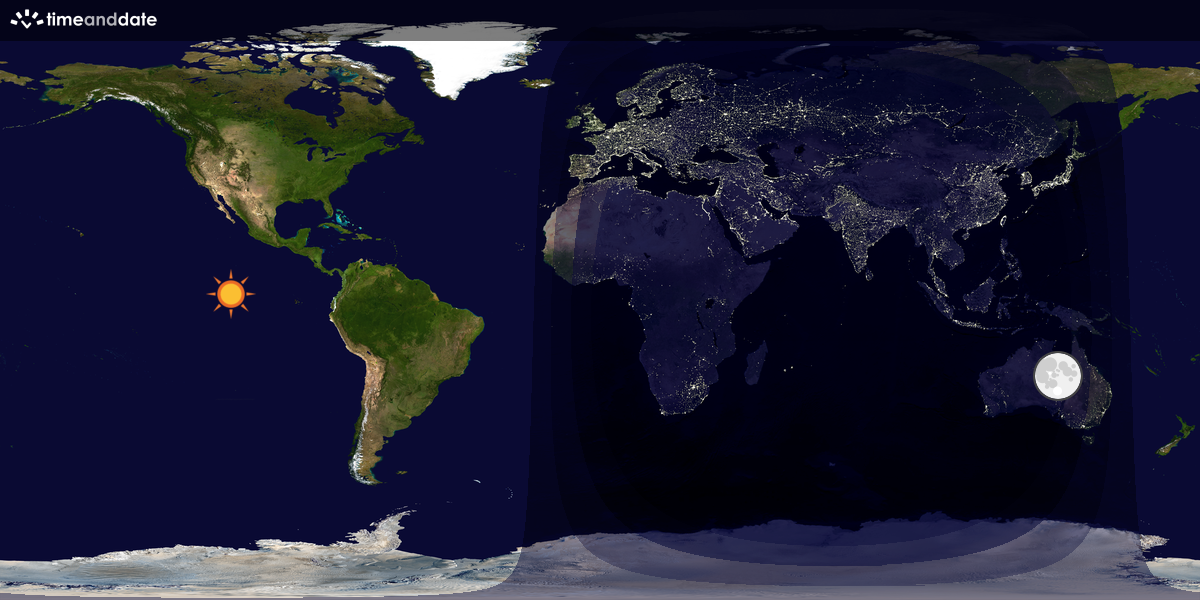 Verdenskart som viser dag og natt 