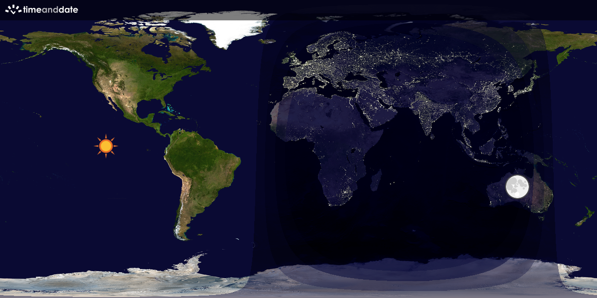 Verdenskart som viser dag og natt 