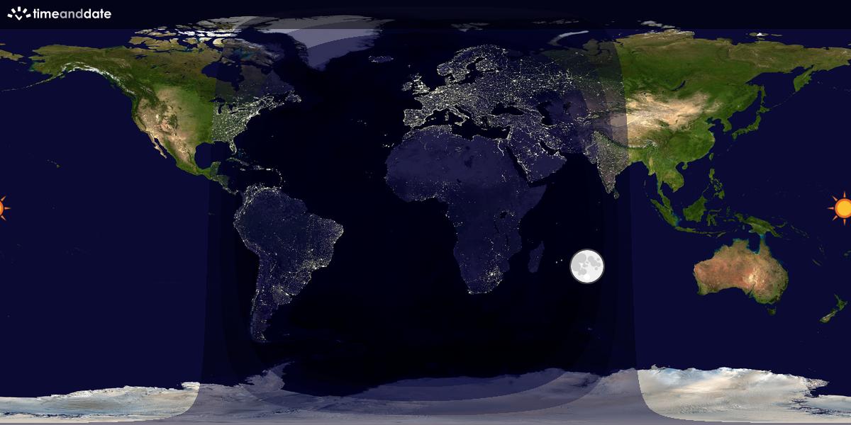 Verdenskart som viser dag og natt 