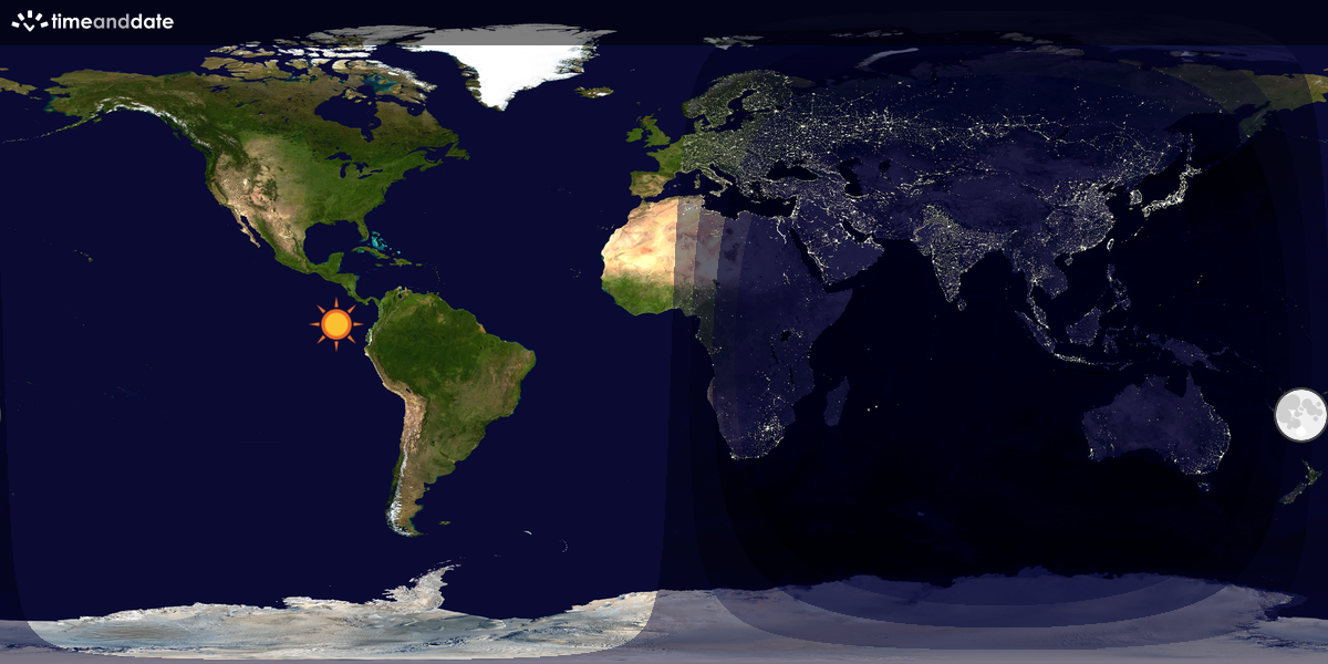 Verdenskart som viser dag og natt 