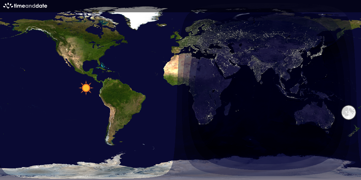 Verdenskart som viser dag og natt 