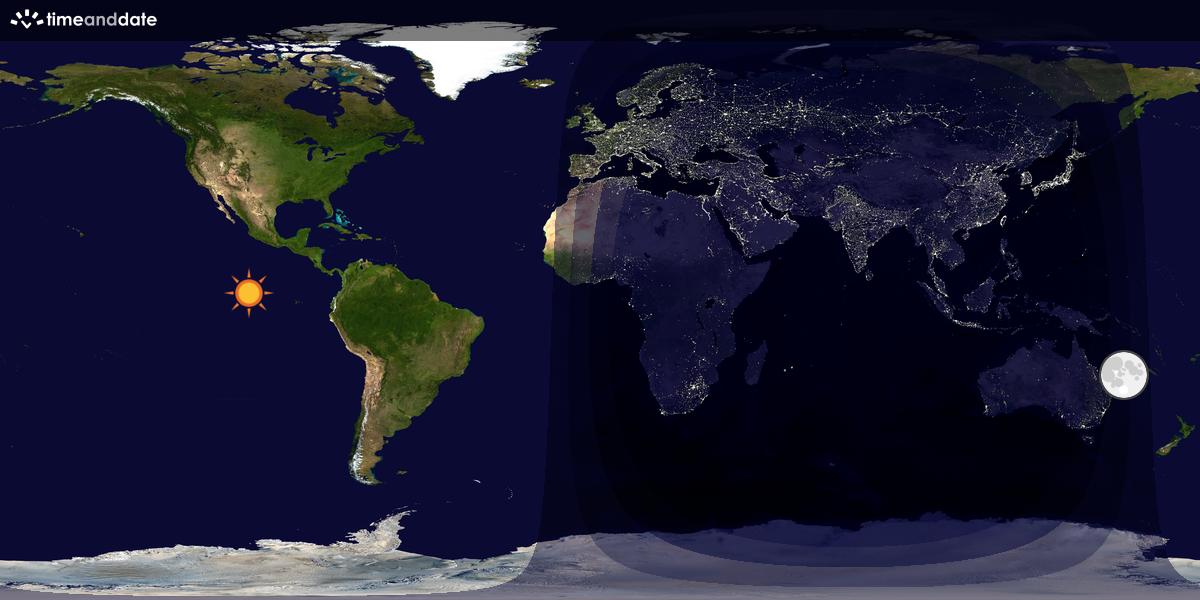 Verdenskart som viser dag og natt 