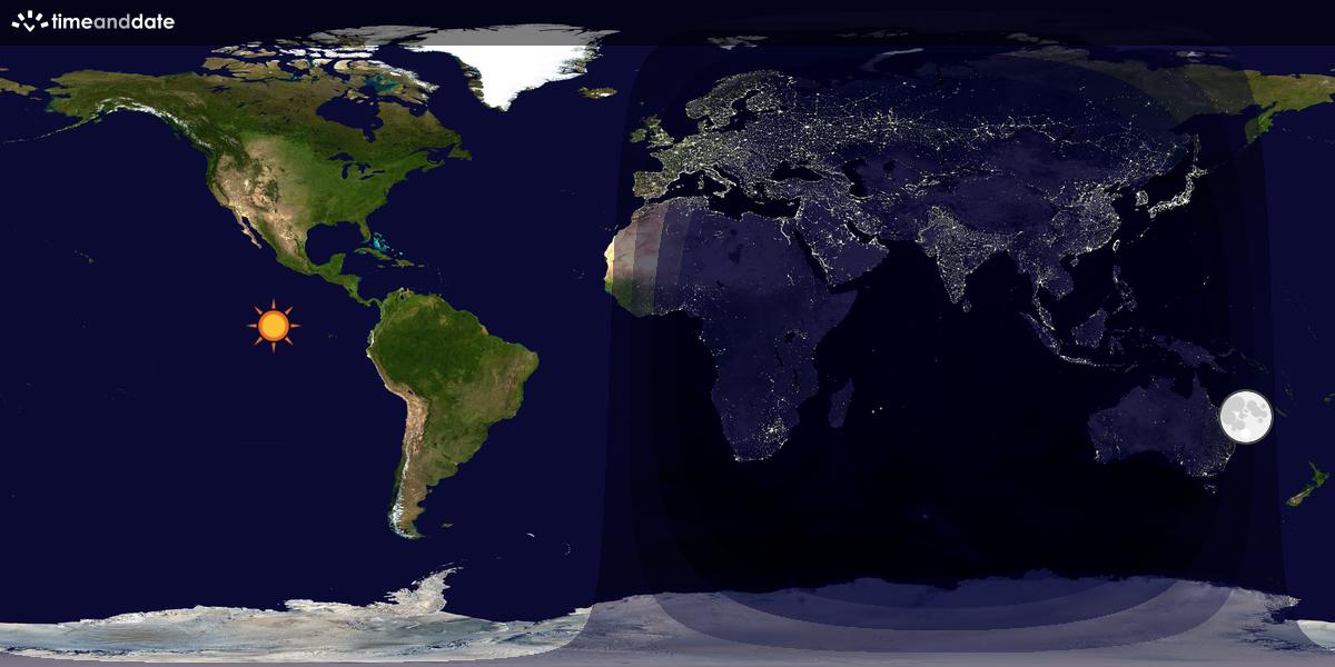 Verdenskart som viser dag og natt 