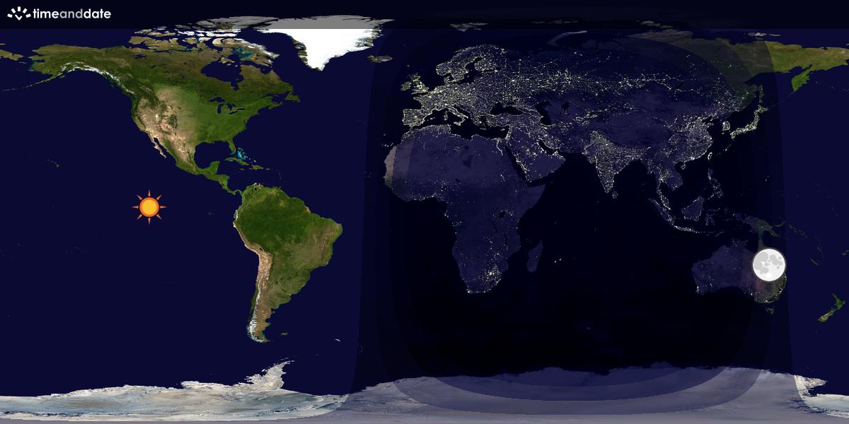 Verdenskart som viser dag og natt 