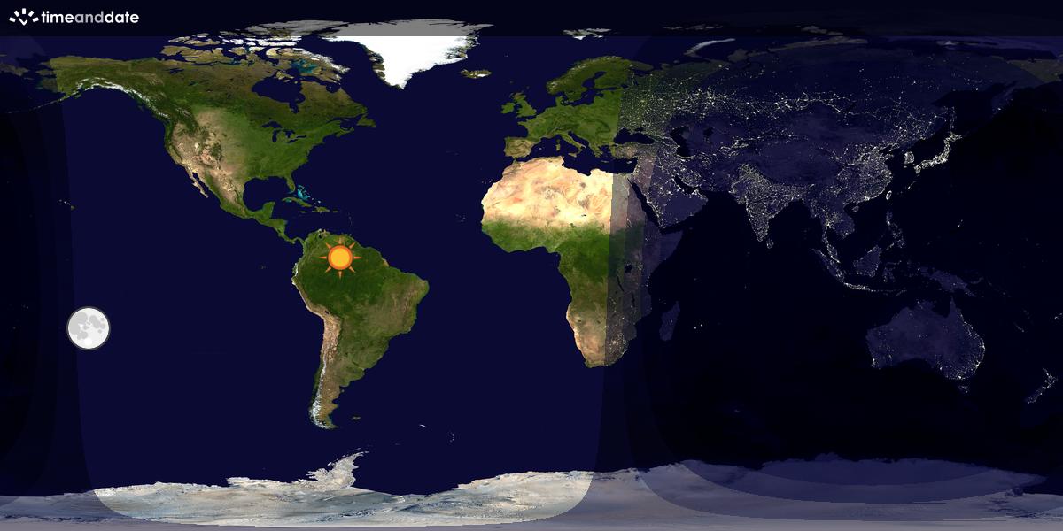 Verdenskart som viser dag og natt 