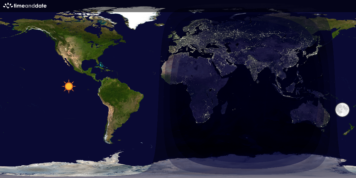Verdenskart som viser dag og natt 