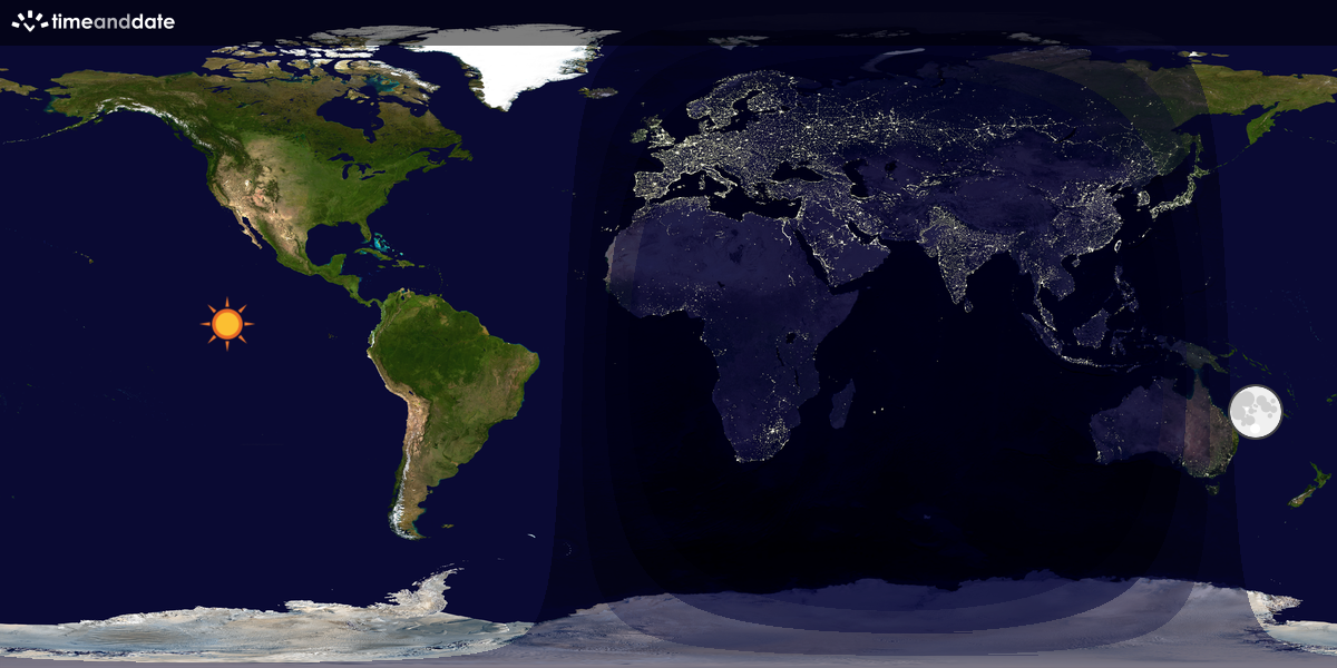 Verdenskart som viser dag og natt 