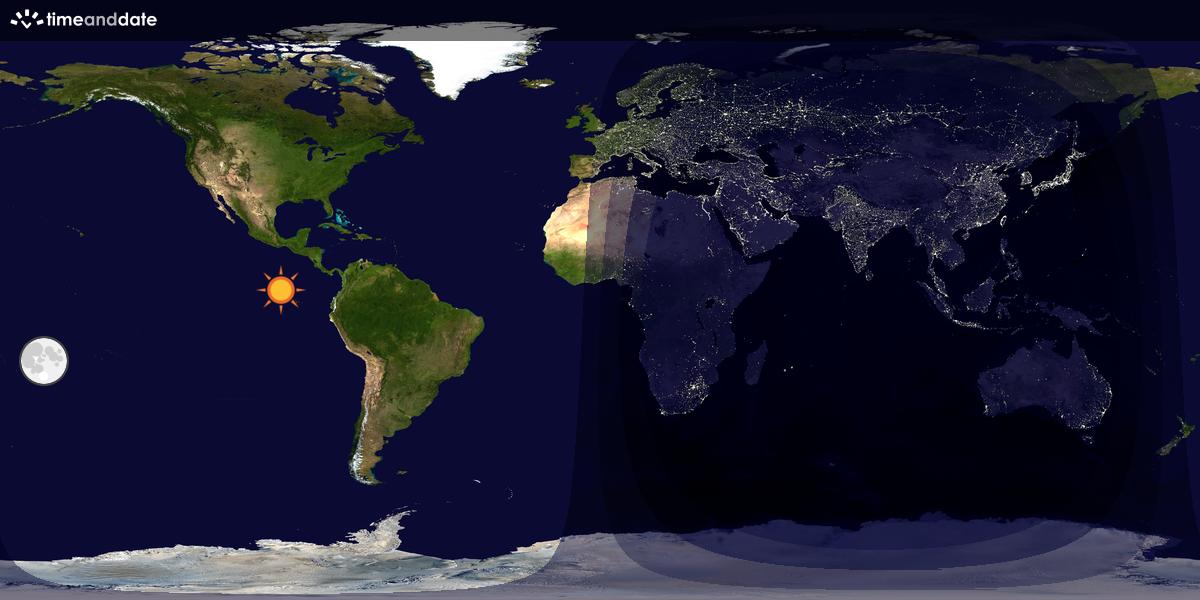 Verdenskart som viser dag og natt 