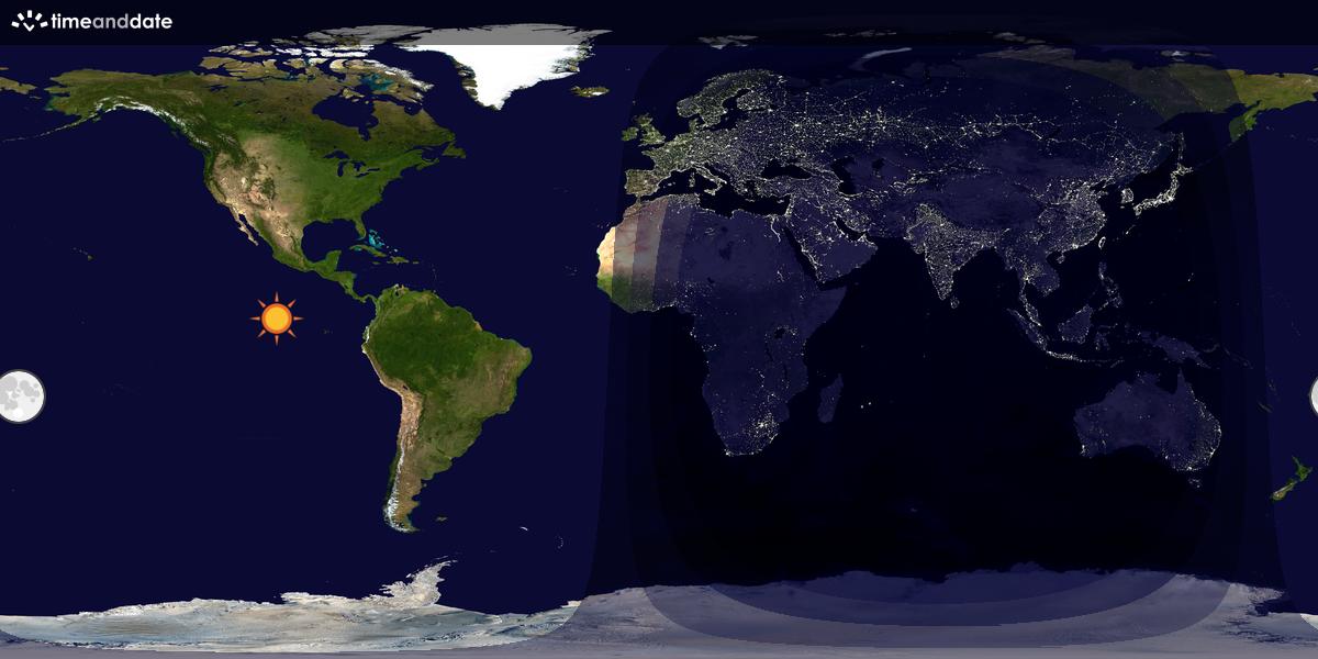 Verdenskart som viser dag og natt 