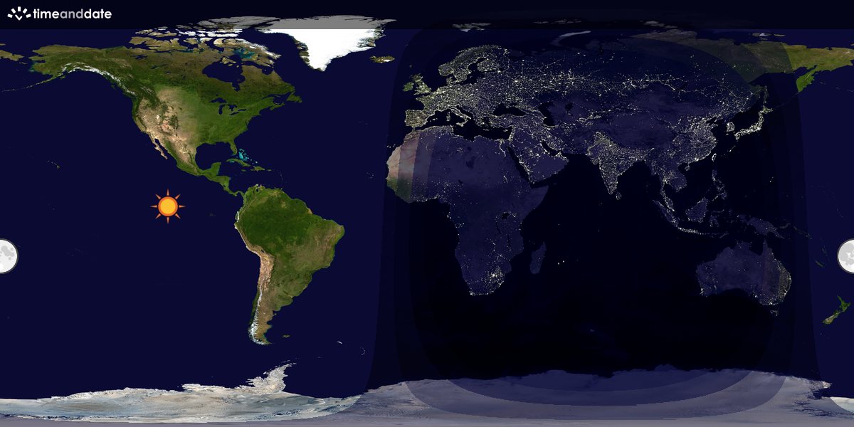 Verdenskart som viser dag og natt 