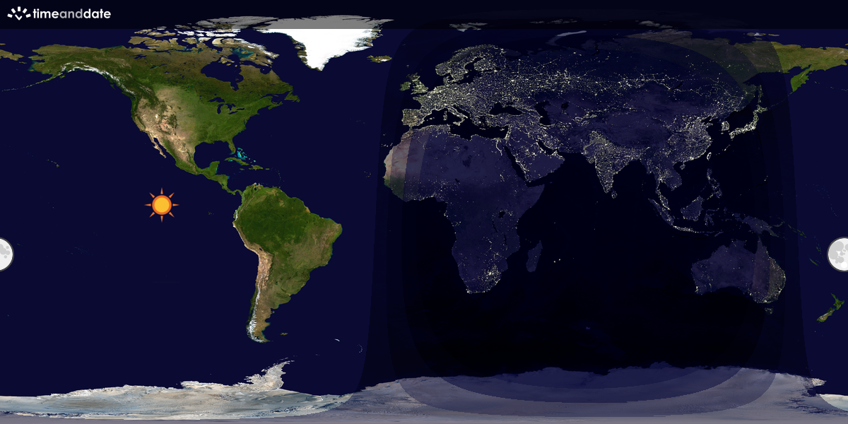 Verdenskart som viser dag og natt 