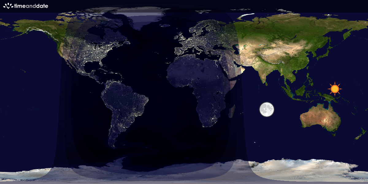 Verdenskart som viser dag og natt 