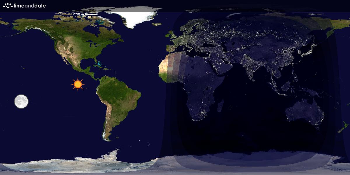Verdenskart som viser dag og natt 