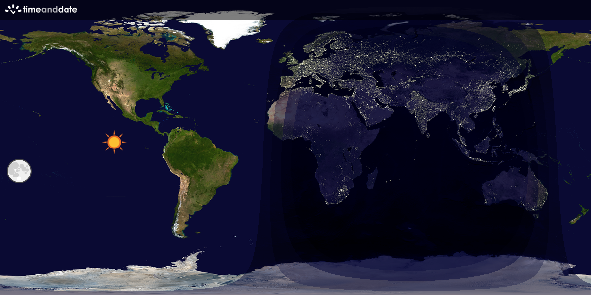 Verdenskart som viser dag og natt 