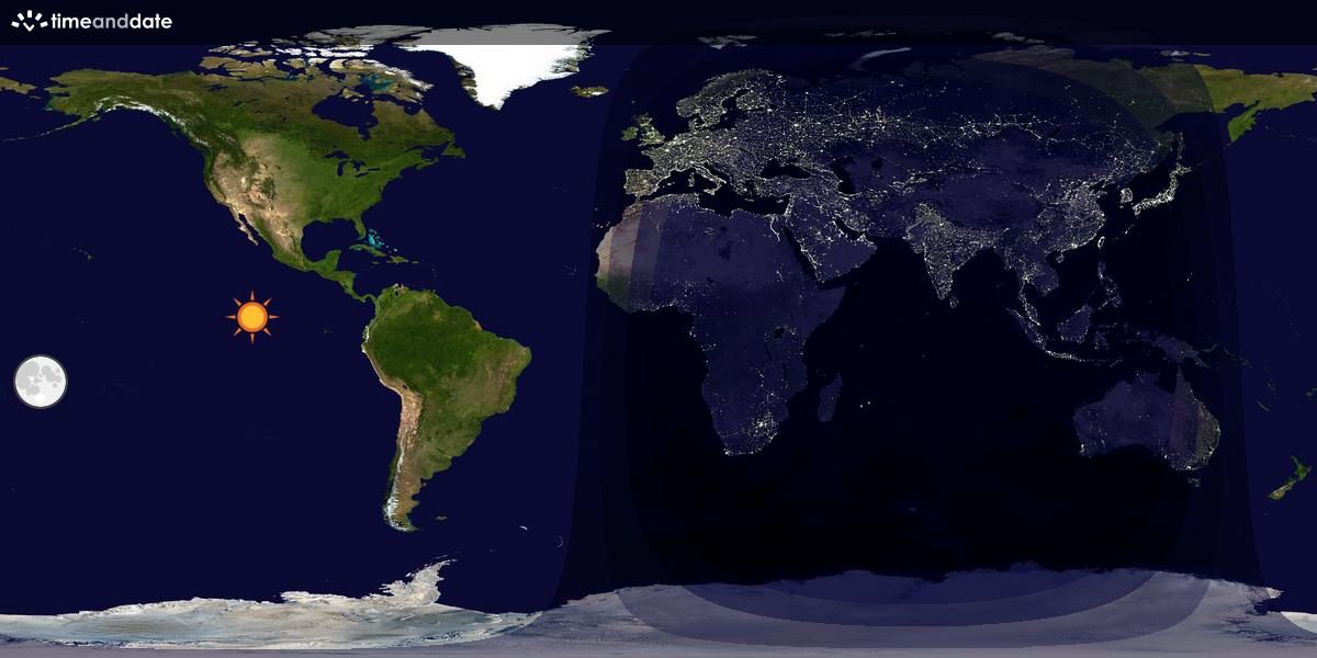 Verdenskart som viser dag og natt 