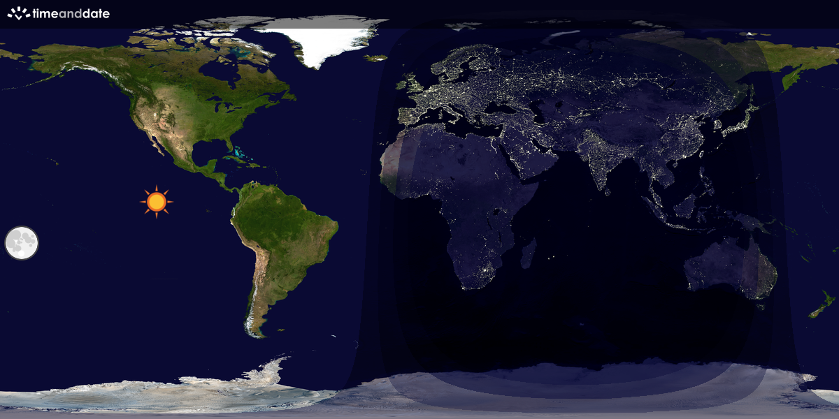 Verdenskart som viser dag og natt 
