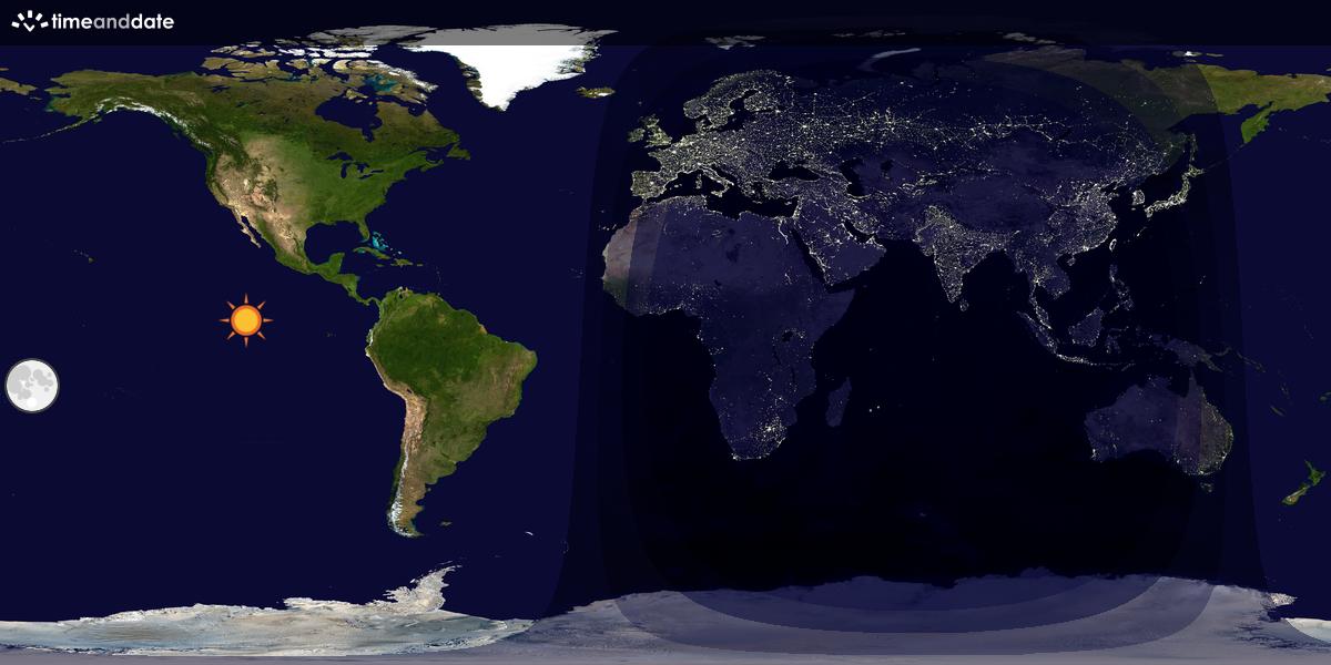 Verdenskart som viser dag og natt 