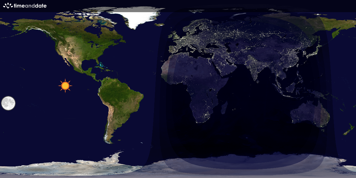 Verdenskart som viser dag og natt 