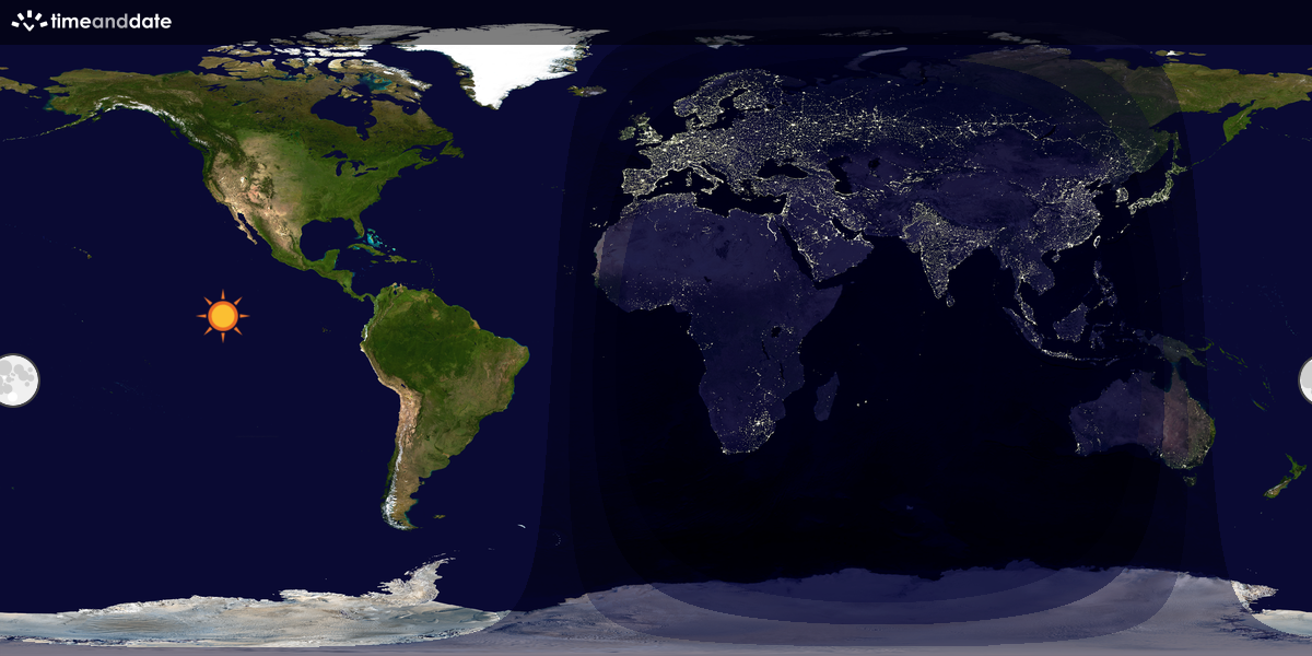 Verdenskart som viser dag og natt 