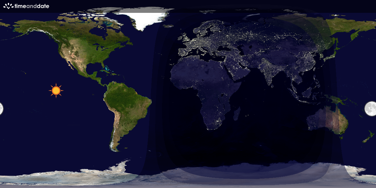 Verdenskart som viser dag og natt 