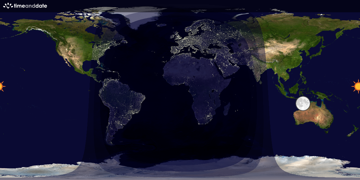Verdenskart som viser dag og natt 