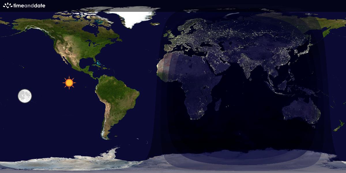 Verdenskart som viser dag og natt 