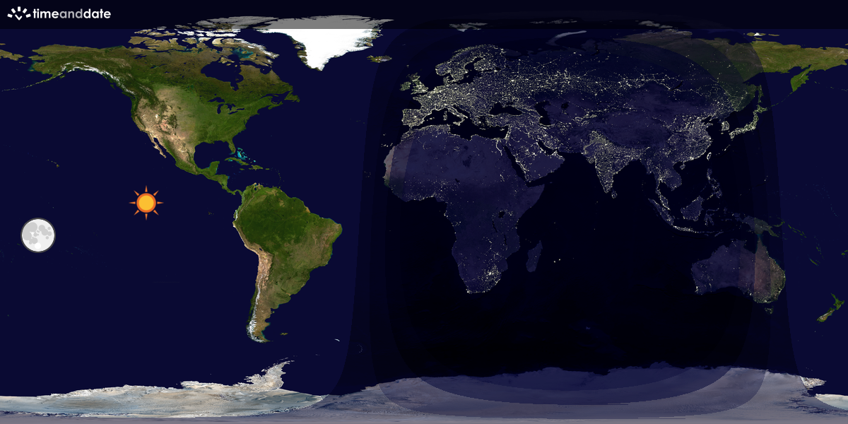 Verdenskart som viser dag og natt 