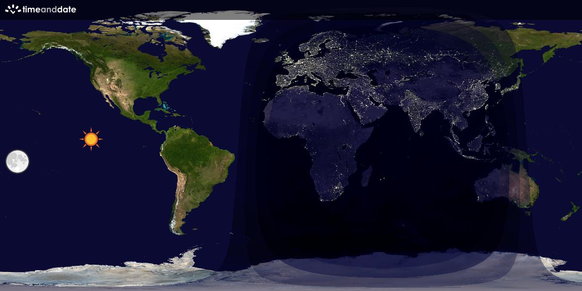 Verdenskart som viser dag og natt 