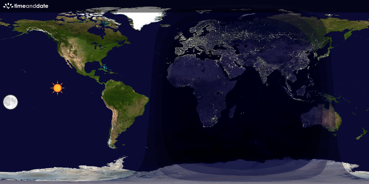 Verdenskart som viser dag og natt 