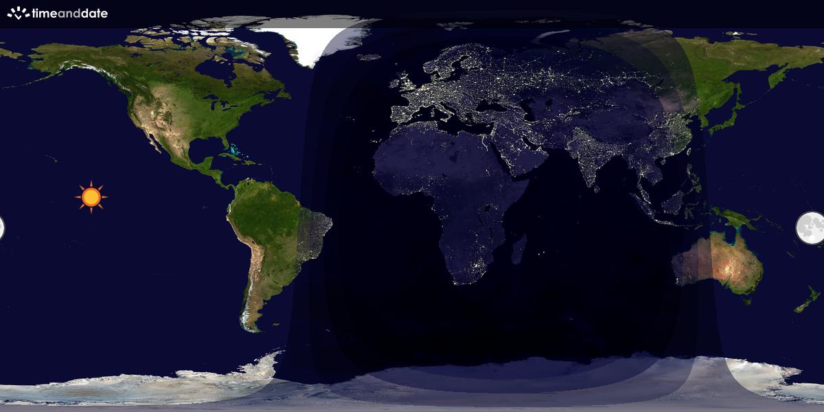 Verdenskart som viser dag og natt 
