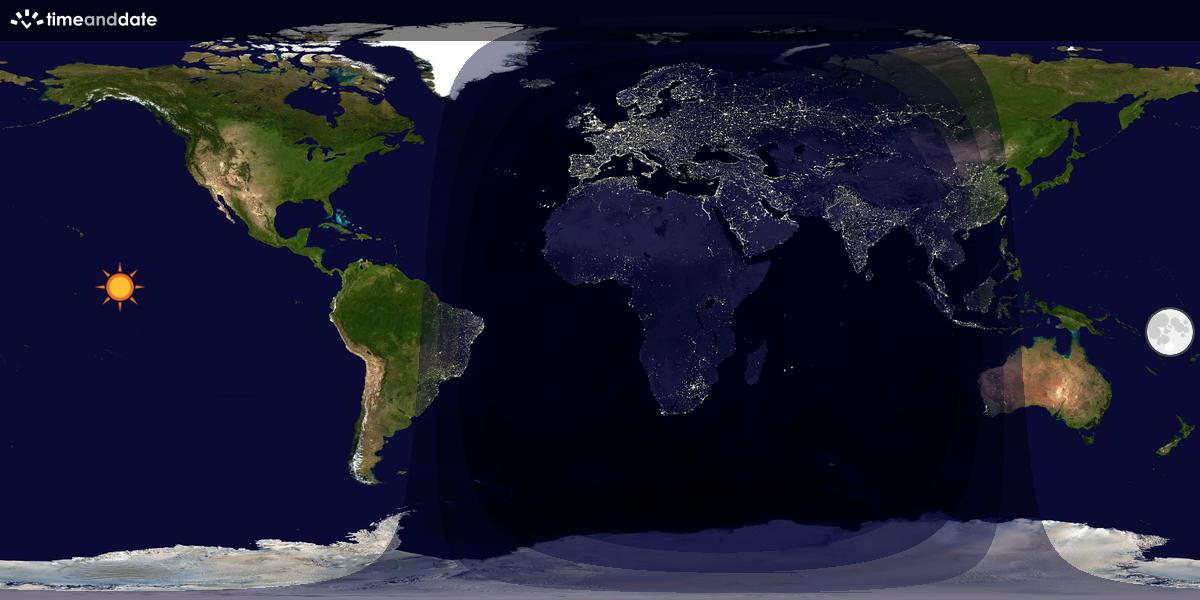 Verdenskart som viser dag og natt 