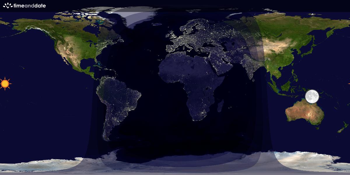 Verdenskart som viser dag og natt 