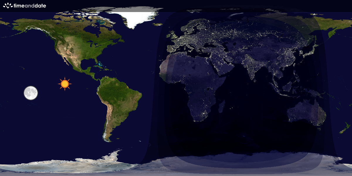 Verdenskart som viser dag og natt 