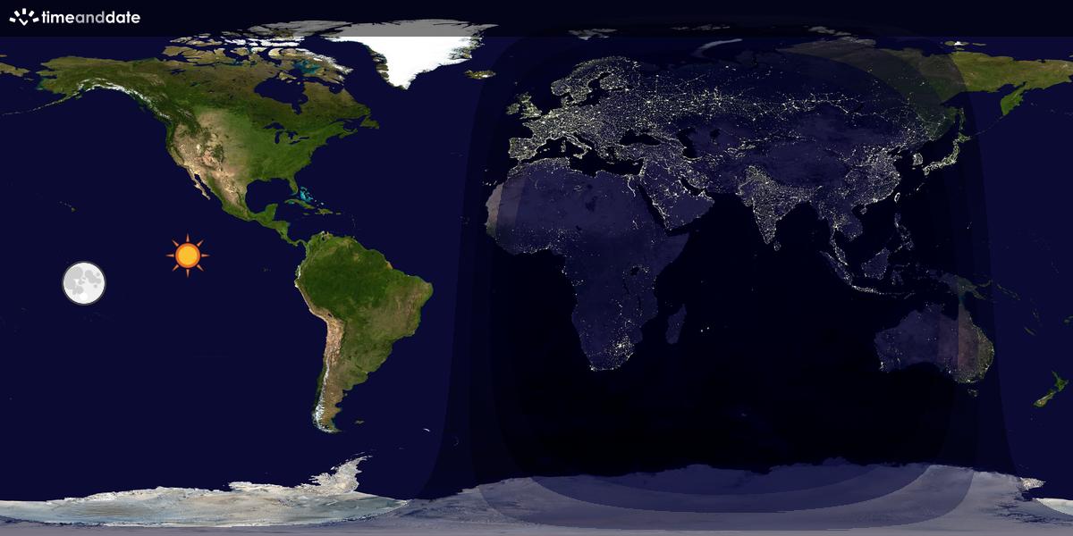 Verdenskart som viser dag og natt 