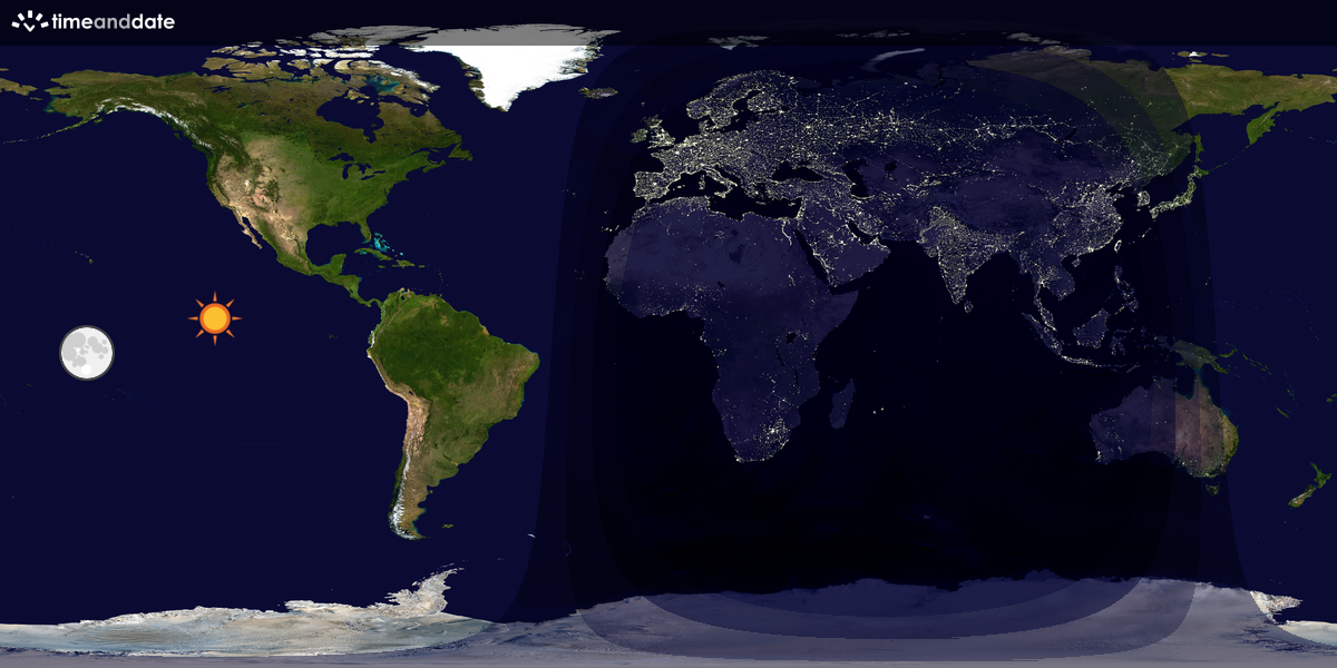 Verdenskart som viser dag og natt 