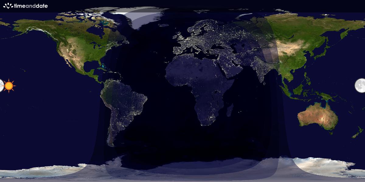 Verdenskart som viser dag og natt 