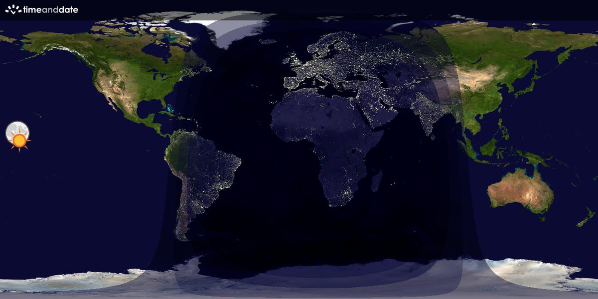 Verdenskart som viser dag og natt 