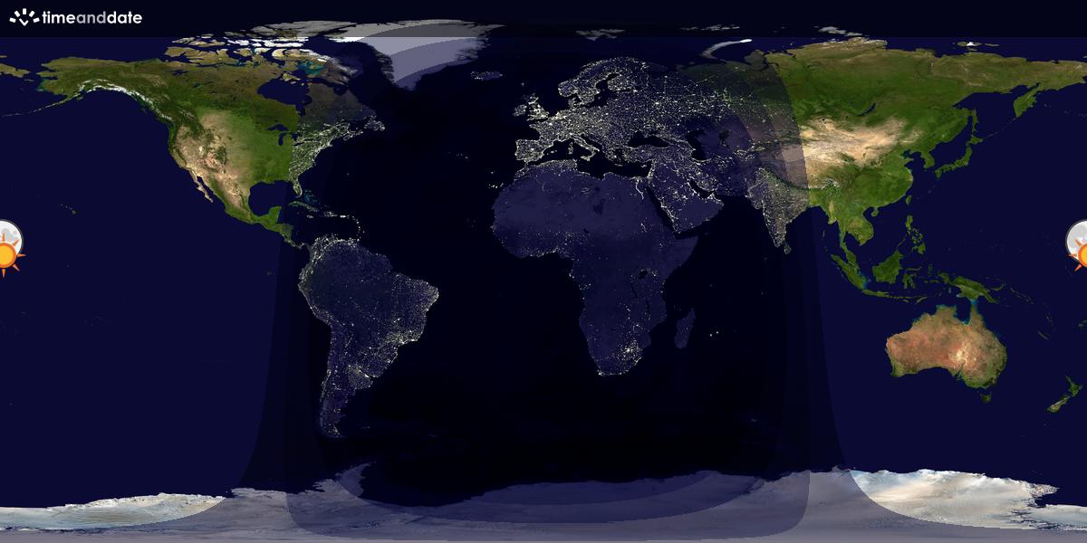 Verdenskart som viser dag og natt 