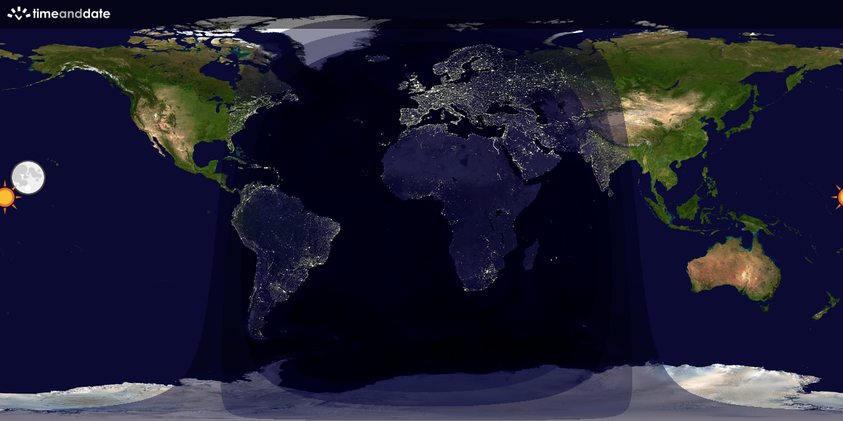 Verdenskart som viser dag og natt 