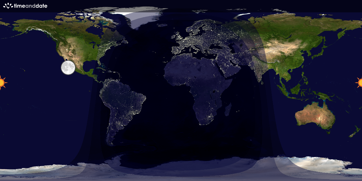 Verdenskart som viser dag og natt 
