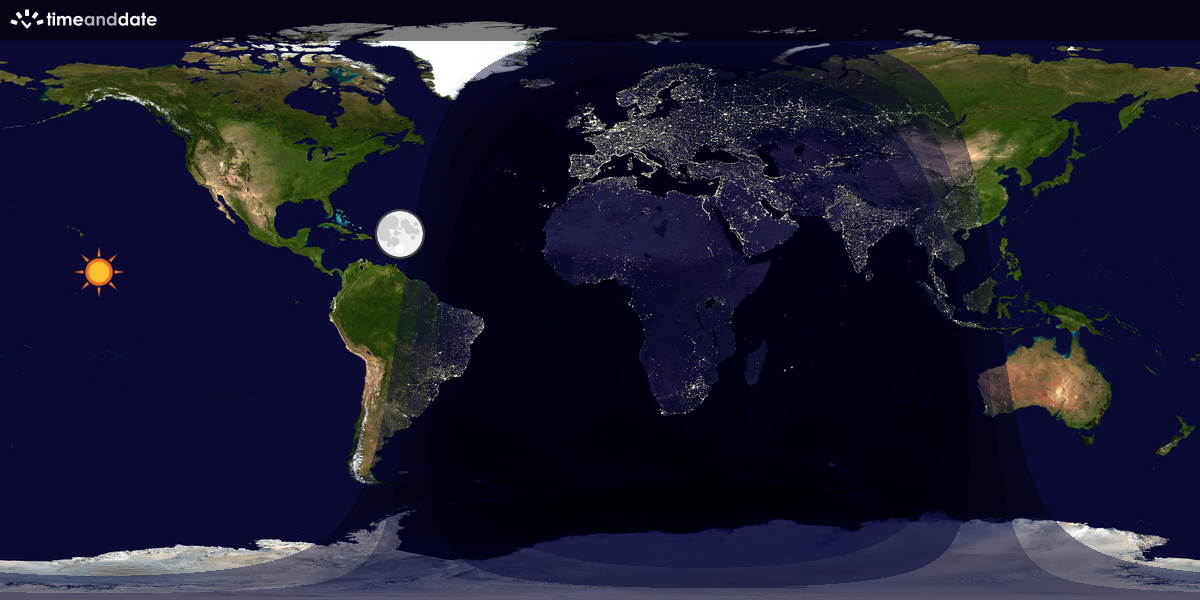 Verdenskart som viser dag og natt 
