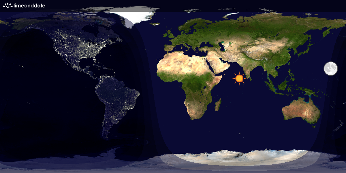 Verdenskart som viser dag og natt 