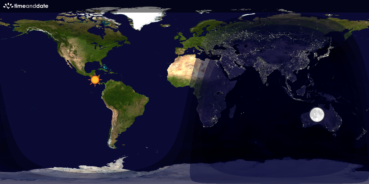 Verdenskart som viser dag og natt 