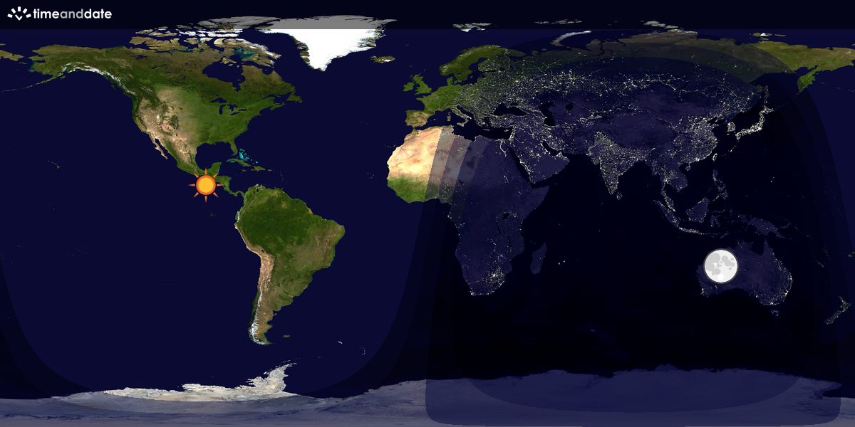 Verdenskart som viser dag og natt 