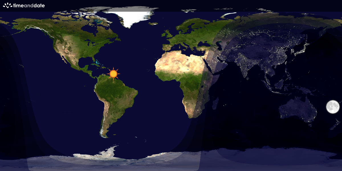 Verdenskart som viser dag og natt 