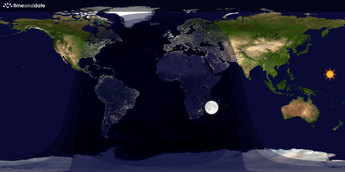 Verdenskart som viser dag og natt 