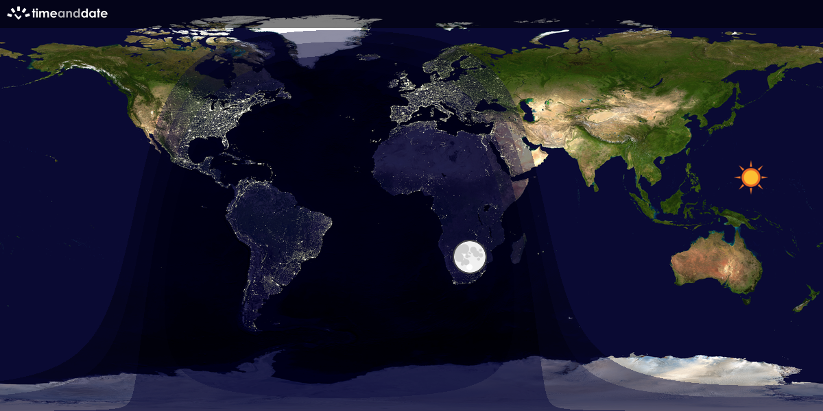 Verdenskart som viser dag og natt 