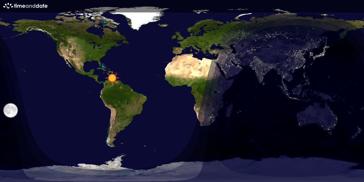 Verdenskart som viser dag og natt 
