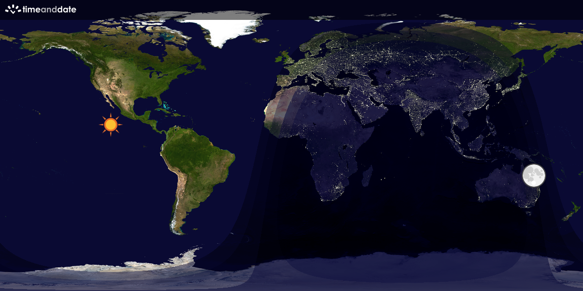 Verdenskart som viser dag og natt 